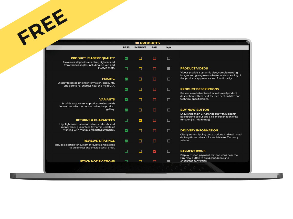 Frontend Ecommerce Site Audit Checklist